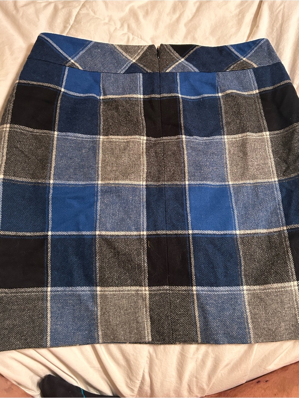 Talbots Blue and Gray Plaid Mini Skirt